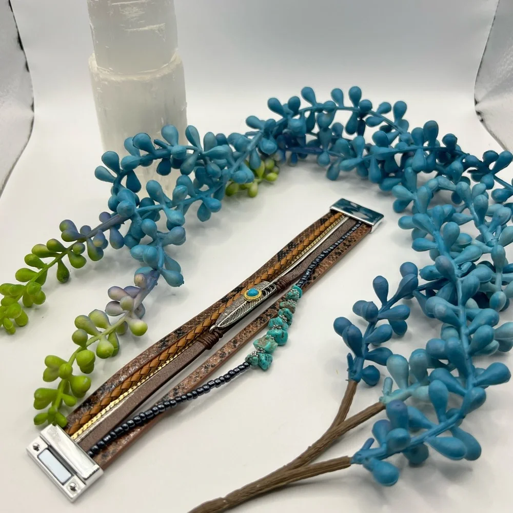 Multi Layer‎ Beaded Leather Bracelet NEW